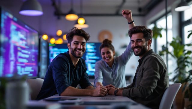 Developer Team Celebrating Vibe Coding Success